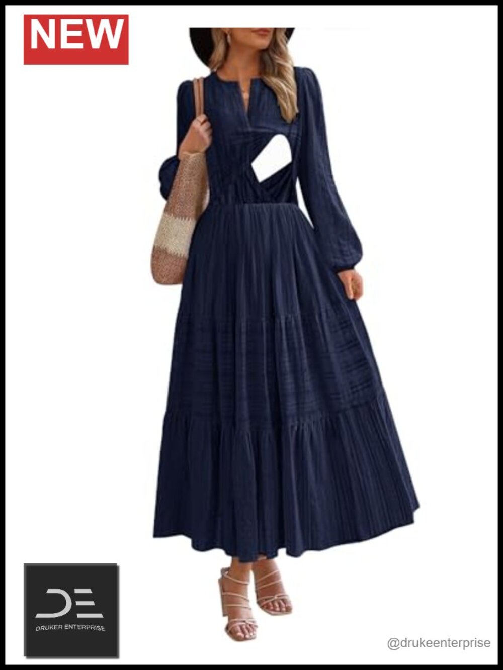 CzzzyL Nursing Maxi Dress Long Sleeve Maternity Breastfeeding